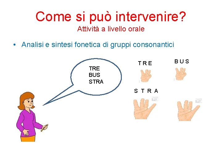 Come si può intervenire? Attività a livello orale • Analisi e sintesi fonetica di