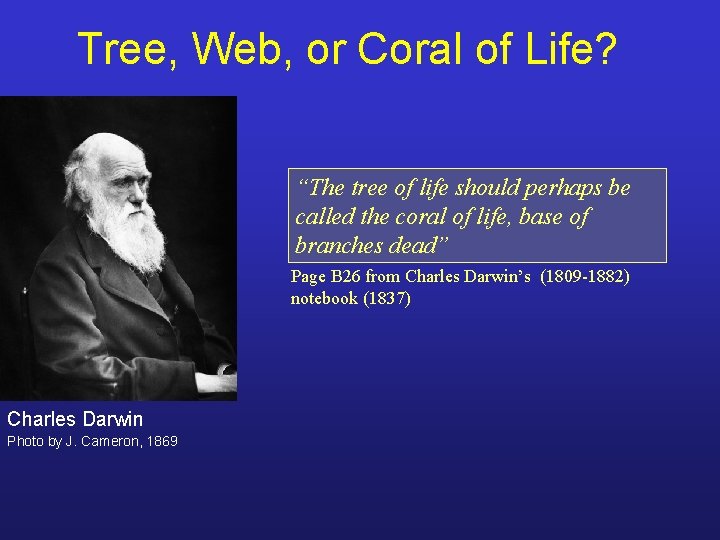Tree, Web, or Coral of Life? “The tree of life should perhaps be called