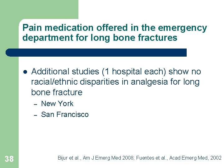 Pain medication offered in the emergency department for long bone fractures l Additional studies Pain medication offered in the emergency department for long bone fractures l Additional studies