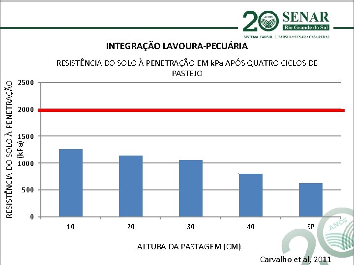 INTEGRAÇÃO LAVOURA-PECUÁRIA RESISTÊNCIA DO SOLO À PENETRAÇÃO (k. Pa) 2500 RESISTÊNCIA DO SOLO À