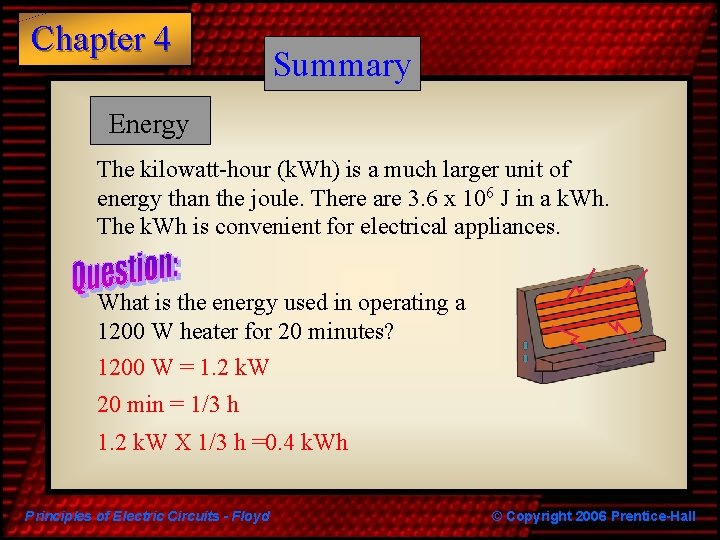 Chapter 4 Summary Energy The kilowatt-hour (k. Wh) is a much larger unit of