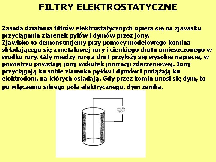 FILTRY ELEKTROSTATYCZNE Zasada działania filtrów elektrostatycznych opiera się na zjawisku przyciągania ziarenek pyłów i FILTRY ELEKTROSTATYCZNE Zasada działania filtrów elektrostatycznych opiera się na zjawisku przyciągania ziarenek pyłów i