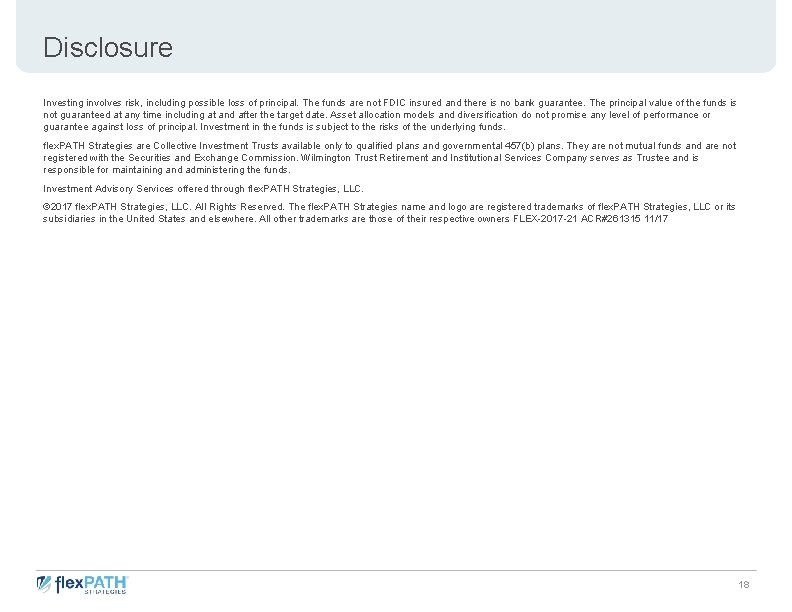 Disclosure Investing involves risk, including possible loss of principal. The funds are not FDIC