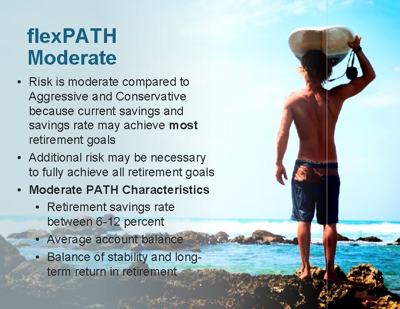 flex. PATH Moderate • Risk is moderate compared to Aggressive and Conservative because current