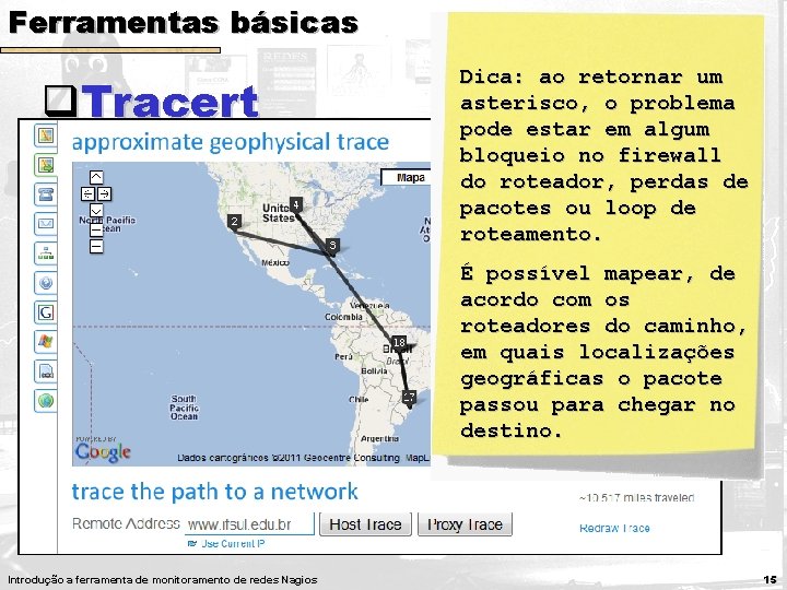 Ferramentas básicas Dica: ao retornar um asterisco, o problema pode estar em algum bloqueio Ferramentas básicas Dica: ao retornar um asterisco, o problema pode estar em algum bloqueio