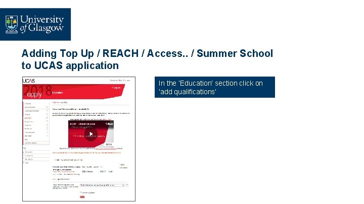 Adding Top Up / REACH / Access. . / Summer School to UCAS application