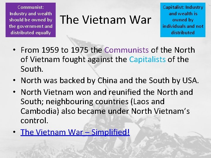 Communist: Industry and wealth should be owned by the government and distributed equally The