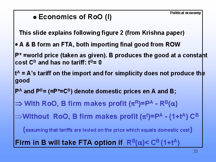  Economics of Ro. O (I) Political economy This slide explains following figure 2