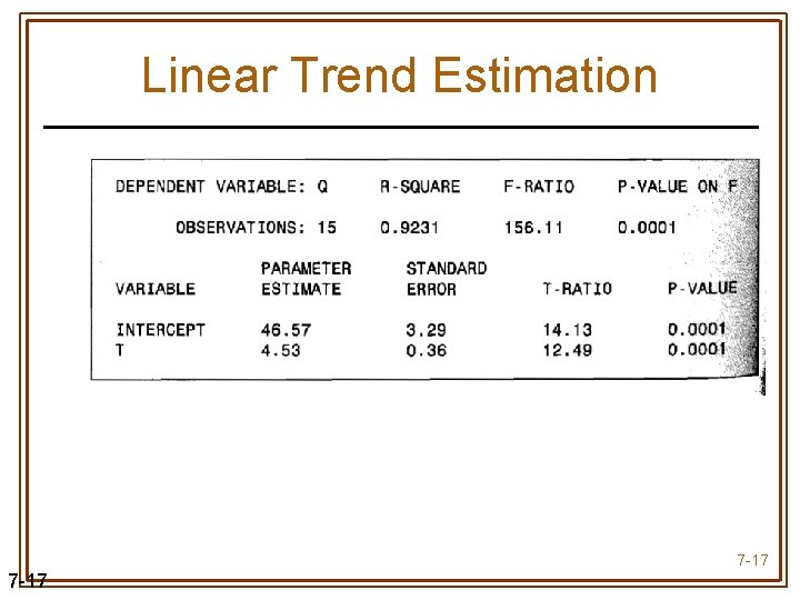 Linear Trend Estimation 7 -17 