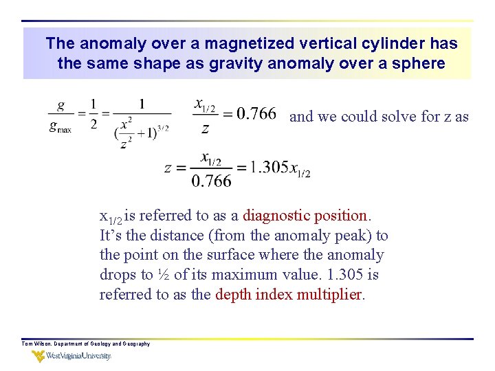 The anomaly over a magnetized vertical cylinder has the same shape as gravity anomaly