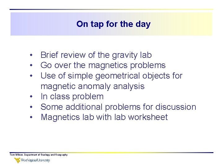 On tap for the day • Brief review of the gravity lab • Go