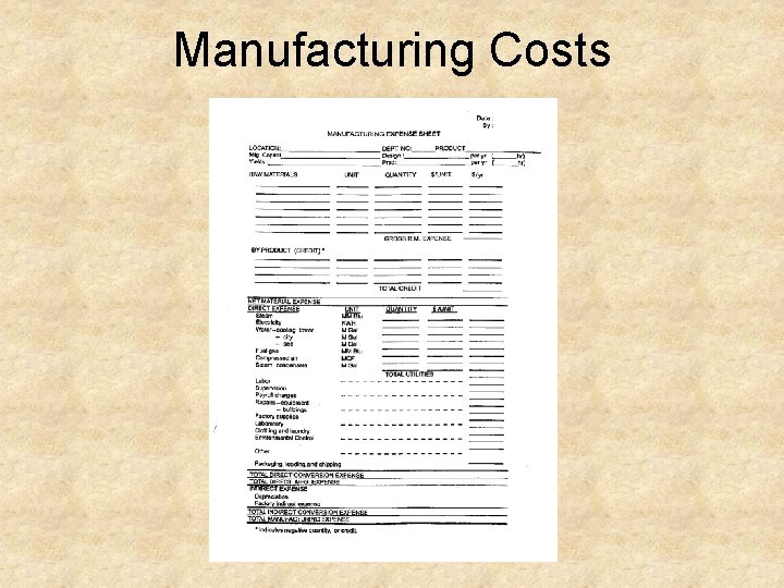 Manufacturing Costs 