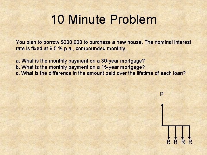 10 Minute Problem You plan to borrow $200, 000 to purchase a new house.