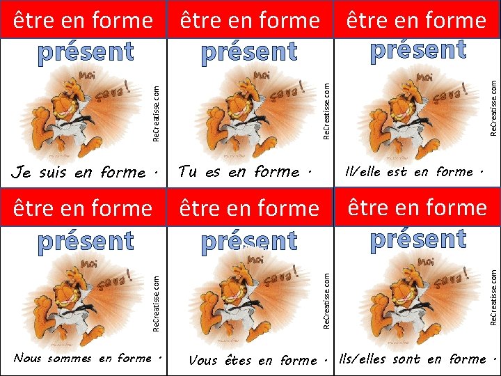 Il/elle est en forme. être en forme présent Nous sommes en forme. Re. Creatisse.