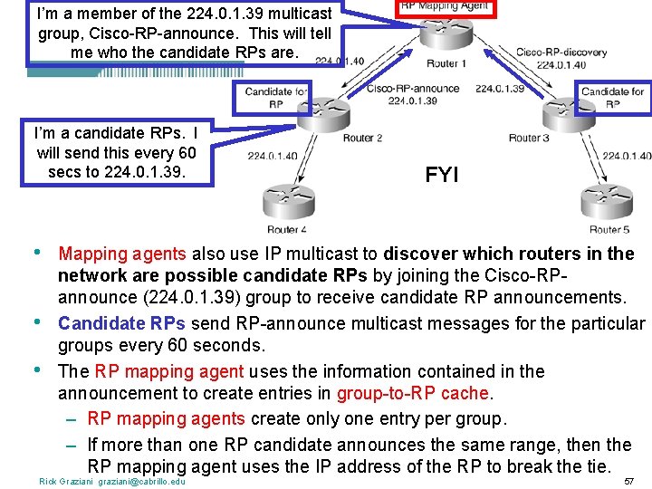 I’m a member of the 224. 0. 1. 39 multicast group, Cisco-RP-announce. This will