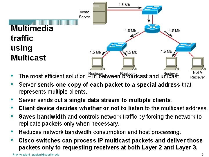 Multimedia traffic using Multicast • • The most efficient solution – in between broadcast