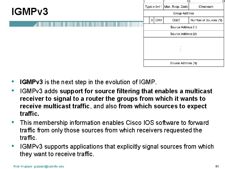 IGMPv 3 • • IGMPv 3 is the next step in the evolution of