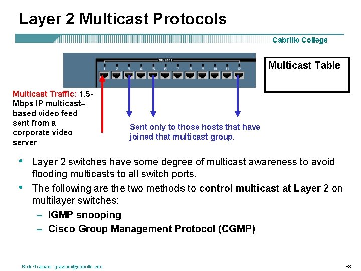 Layer 2 Multicast Protocols Multicast Table Multicast Traffic: 1. 5 Mbps IP multicast– based