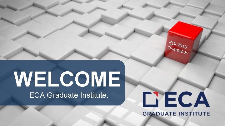 EGI 2 Orie 018 ntati on WELCOME ECA Graduate Institute. 