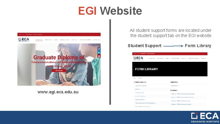 EGI Website All student support forms are located under the student support tab on
