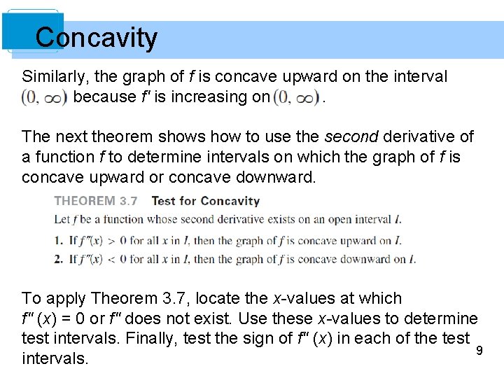 Concavity Similarly, the graph of f is concave upward on the interval because f'