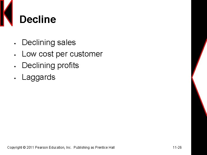 Decline § § Declining sales Low cost per customer Declining profits Laggards Copyright ©