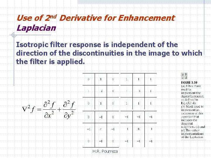 Use of 2 nd Derivative for Enhancement Laplacian Isotropic filter response is independent of