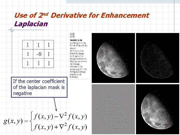 Use of 2 nd Derivative for Enhancement Laplacian 1 1 1 -8 1 1