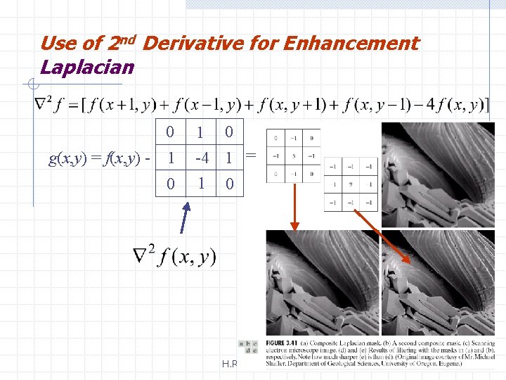 Use of 2 nd Derivative for Enhancement Laplacian 0 g(x, y) = f(x, y)