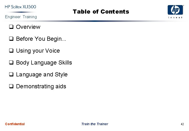 Engineer Training Table of Contents q Overview q Before You Begin. . . q