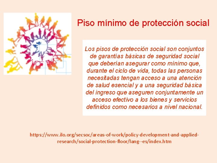 Piso mínimo de protección social Los pisos de protección social son conjuntos de garantías