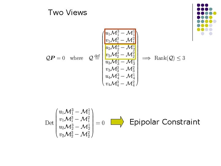Two Views Epipolar Constraint Two Views Epipolar Constraint