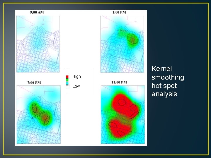 High Low Kernel smoothing hot spot analysis 