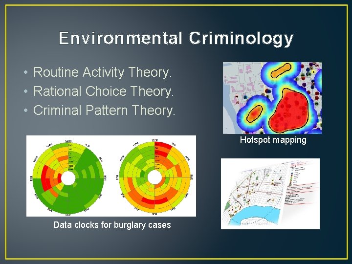 Environmental Criminology • Routine Activity Theory. • Rational Choice Theory. • Criminal Pattern Theory.