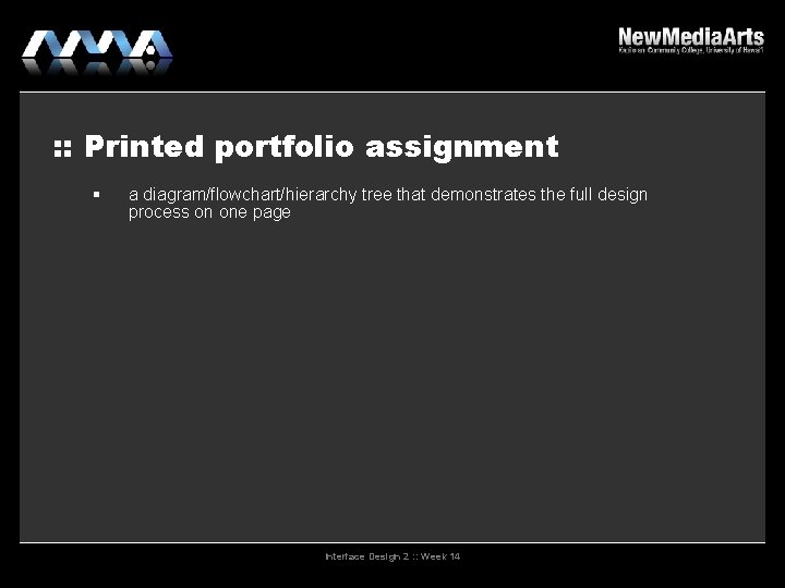 : : Printed portfolio assignment a diagram/flowchart/hierarchy tree that demonstrates the full design process
