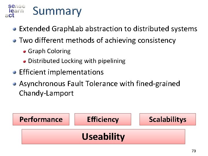 Summary Extended Graph. Lab abstraction to distributed systems Two different methods of achieving consistency