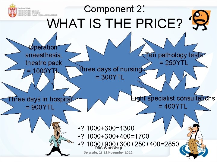 Component 2: WHAT IS THE PRICE? Operation anaesthesia, theatre pack = 1000 YTL Three
