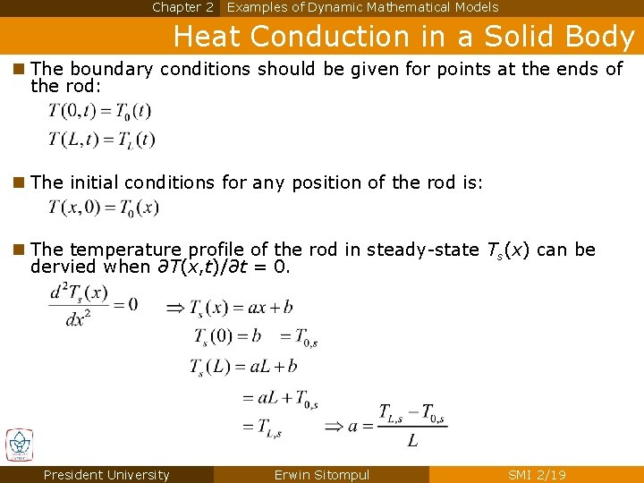 Chapter 2 Examples of Dynamic Mathematical Models Heat Conduction in a Solid Body n