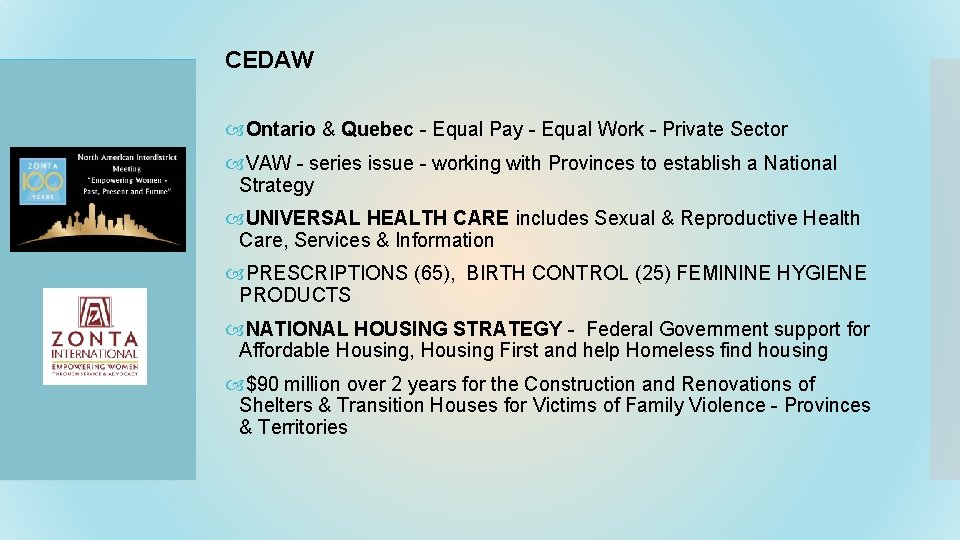 CEDAW Ontario & Quebec - Equal Pay - Equal Work - Private Sector VAW