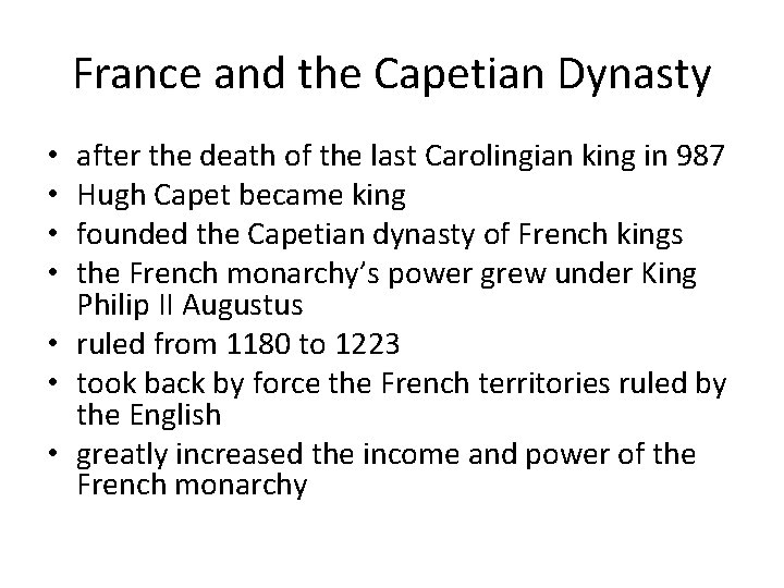 France and the Capetian Dynasty after the death of the last Carolingian king in