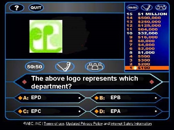 The above logo represents which department? EPD EPB EPC EPA 