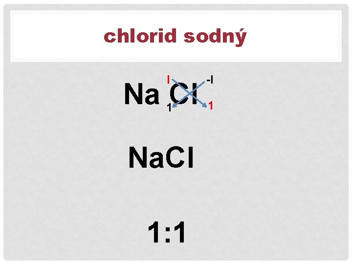 chlorid sodný I -I 1 1 Na Cl Na. Cl 1: 1 