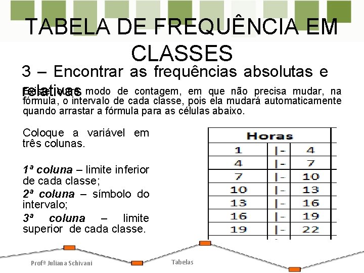 TABELA DE FREQUÊNCIA EM CLASSES 3 – Encontrar as frequências absolutas e Existe outro