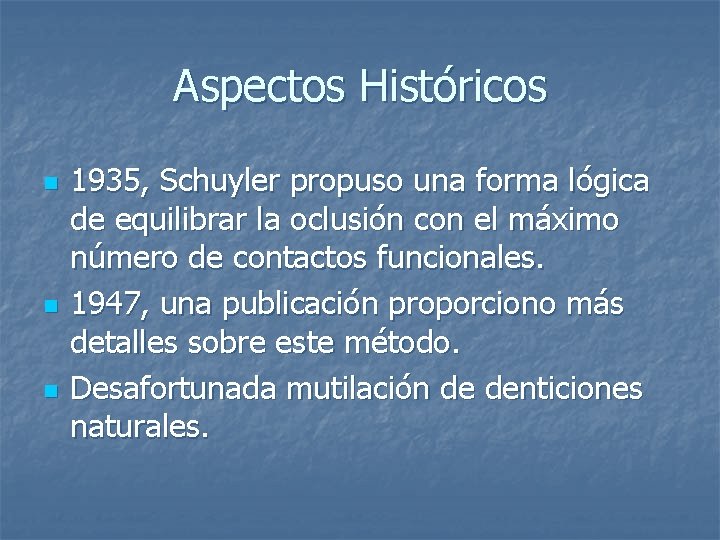 Aspectos Históricos n n n 1935, Schuyler propuso una forma lógica de equilibrar la Aspectos Históricos n n n 1935, Schuyler propuso una forma lógica de equilibrar la