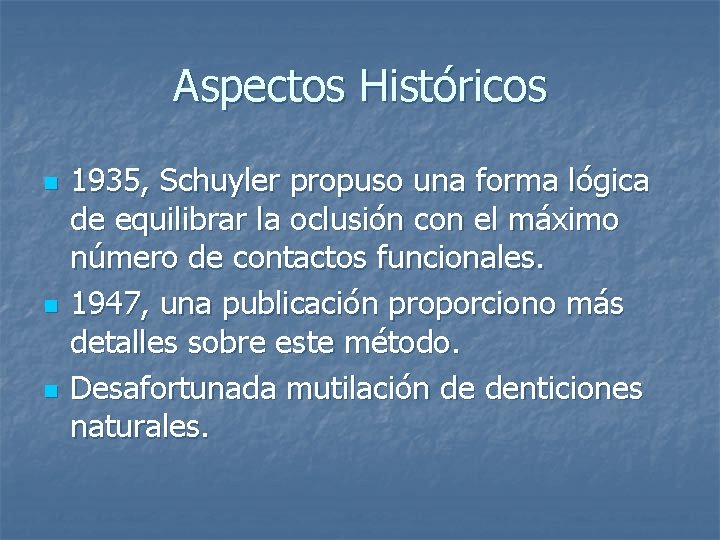 Aspectos Históricos n n n 1935, Schuyler propuso una forma lógica de equilibrar la