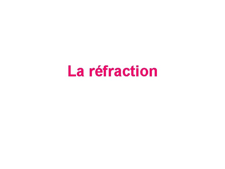 La réfraction 