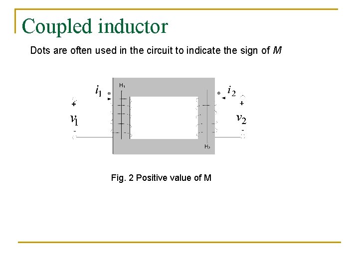 Coupled inductor Dots are often used in the circuit to indicate the sign of