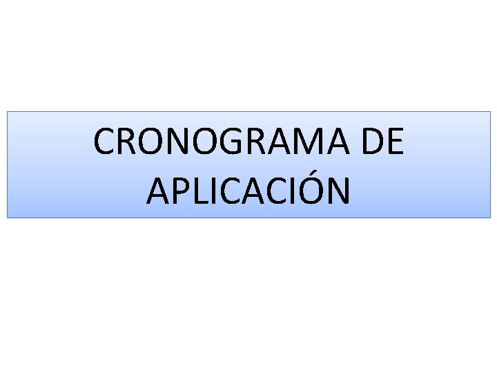 CRONOGRAMA DE APLICACIÓN 