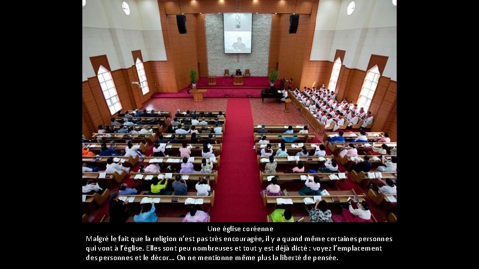 Une église coréenne Malgré le fait que la religion n’est pas très encouragée, Une église coréenne Malgré le fait que la religion n’est pas très encouragée,