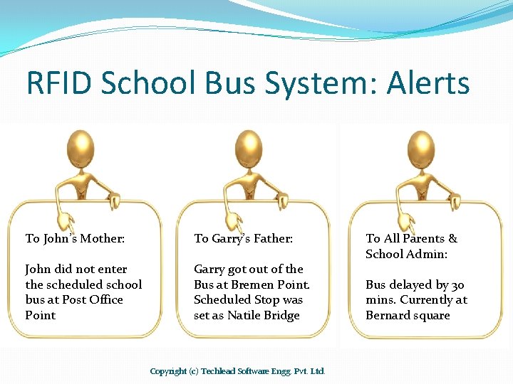RFID School Bus System: Alerts To John’s Mother: To Garry’s Father: John did not RFID School Bus System: Alerts To John’s Mother: To Garry’s Father: John did not